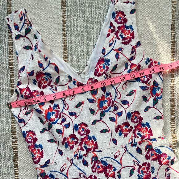 Tanya Taylor White Embroidered Sleeveless Mini Dress Women’s Size 2 - Picture 7 of 10